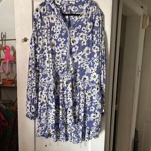 Free People Blue Floral Tunic